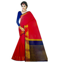 Sari, Cotton Blended -- Plain Color with Attractive Border
