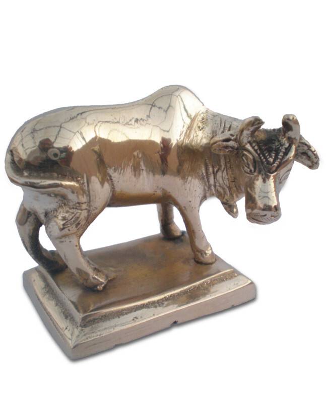 Krishna\'s Cow -- Solid Brass, Small 2.2\" x 2.7\"
