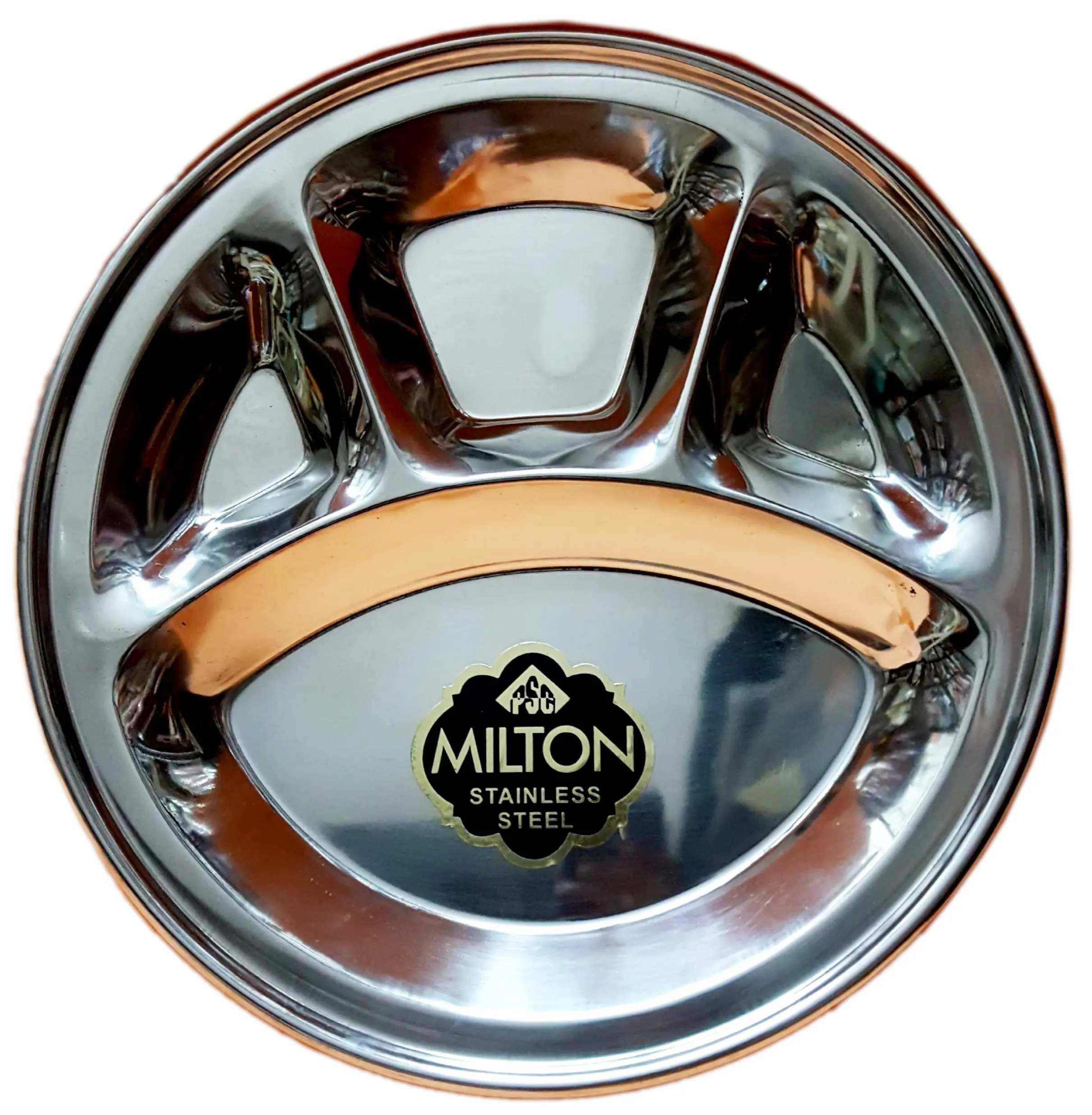 Bhojan Thali Prasadam Plate Sets -- Stainless Steel - 5 sections