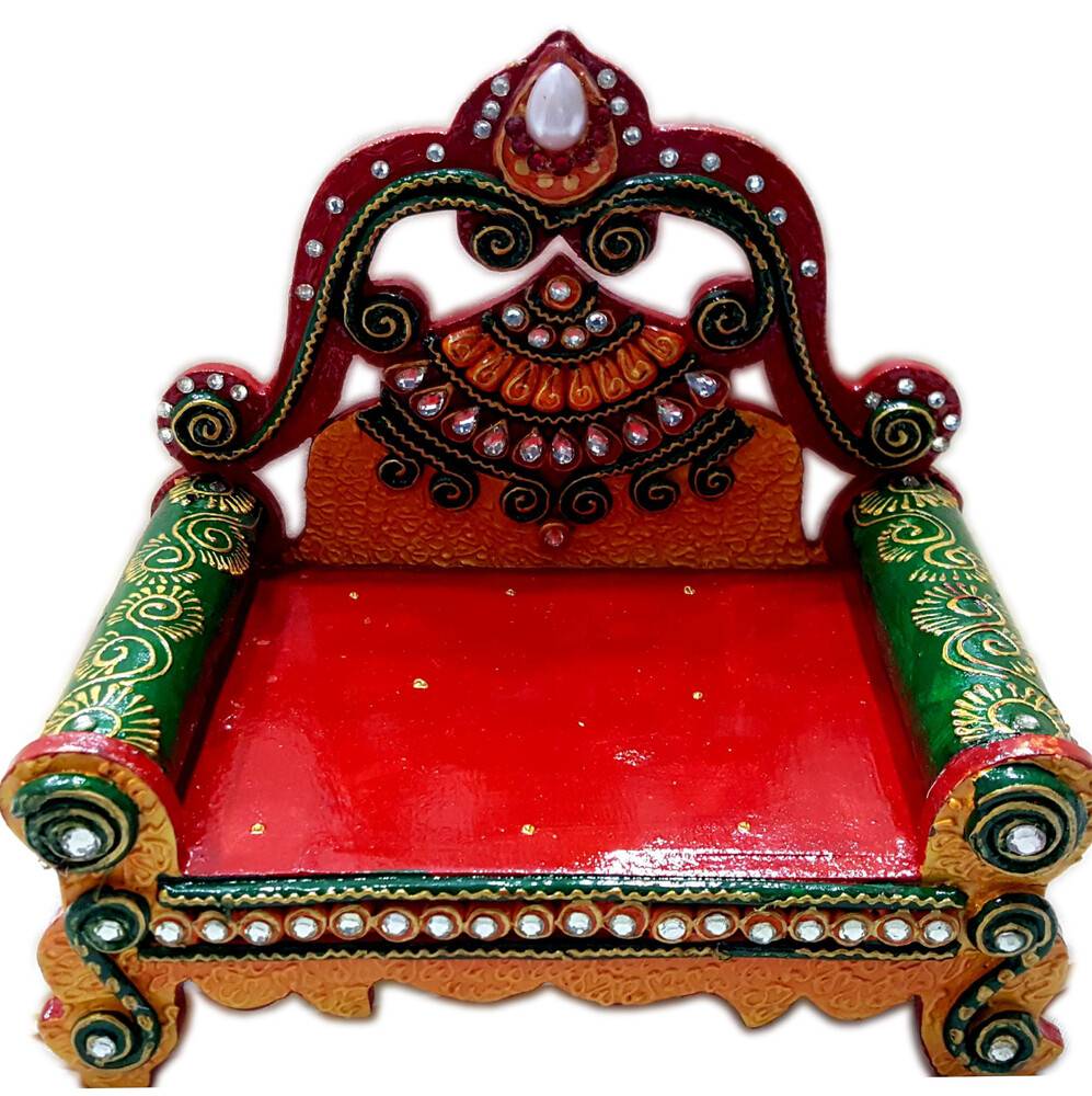 Wooden Singhasan / Vyasasana with Decoration 6x5\"
