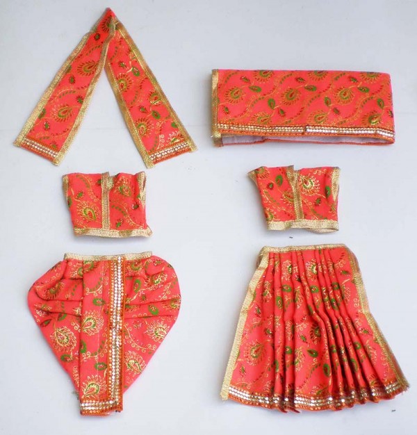 Radha Krishna Dress With Embroidery -- Orange