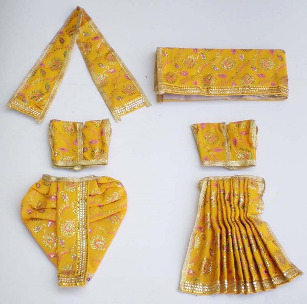 Radha Krishna Dress With Embroidery -- Yellow