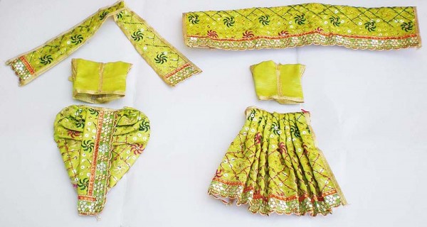 Radha Krishna Dress With Sequins -- Light Green