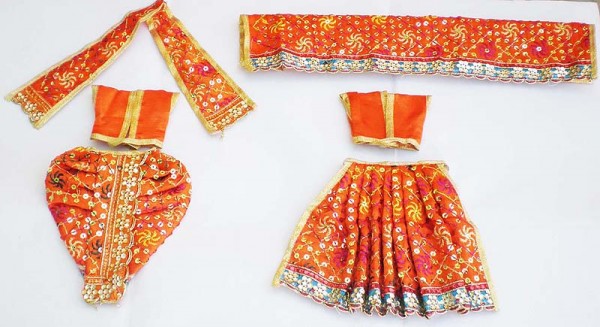Radha Krishna Dress With Sequins -- Orange