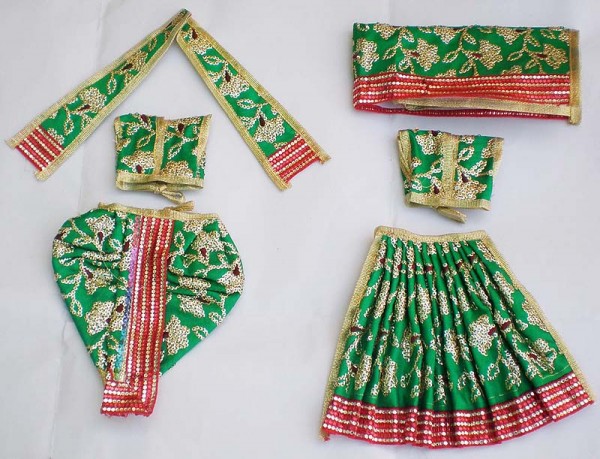 Radha Krishna Dress With Hand Embroidery Green