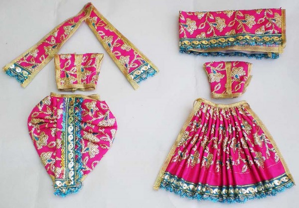 Radha Krishna Dress With Hand Embroidery -- Purple
