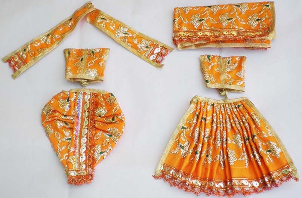 Radha Krishna Dress With Hand Embroidery -- Yellow