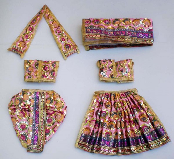 Radha Krishna Dress with Round Sequins -- Pink