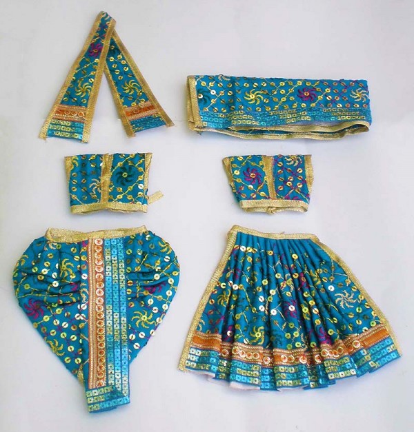 Radha Krishna Dress With Embroidery -- Blue