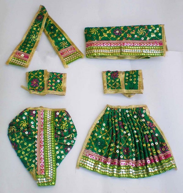 Radha Krishna Dress Wit Embroidery -- Green